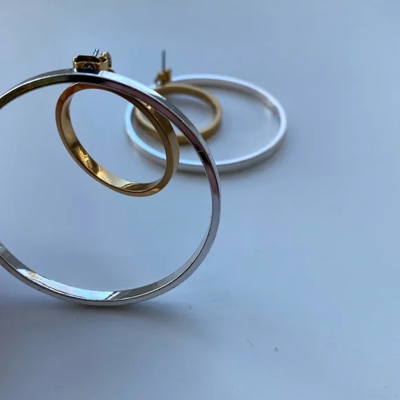 Jenny Bird Two-Tone Gold and Silver Double Hoop Earrings - Picture 5 of 5